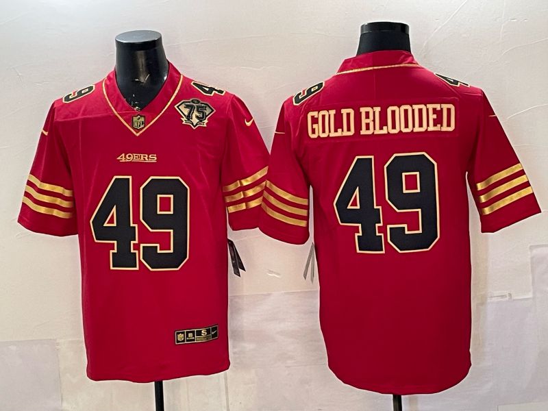 Men 2026 San Francisco 49ers #49 Gold blooded red gold Nike Limited NFL Jersey style 06->san francisco 49ers->NFL Jersey